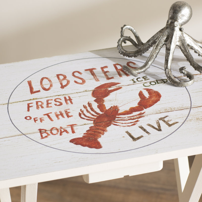 Beachcrest Home Bucholz Wood Coastal TV Tray Table Set with Stand